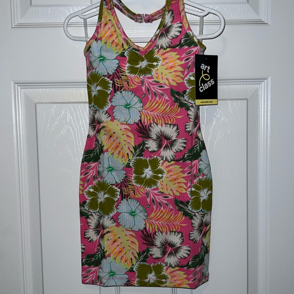 Art Class NWT Chalked Mint Floral Halter Summer Dress Kids Size 4/5